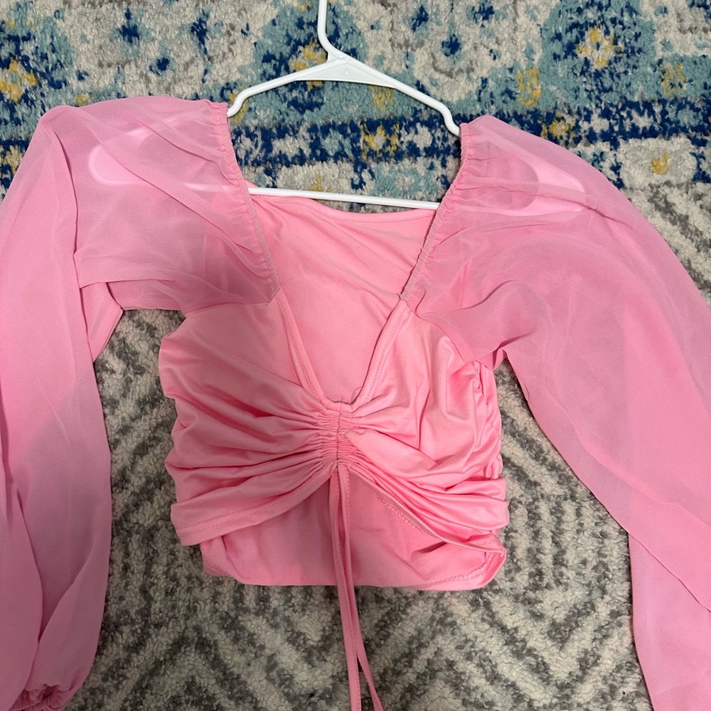 Elegant Pink Adjustable Women's Blouse Top